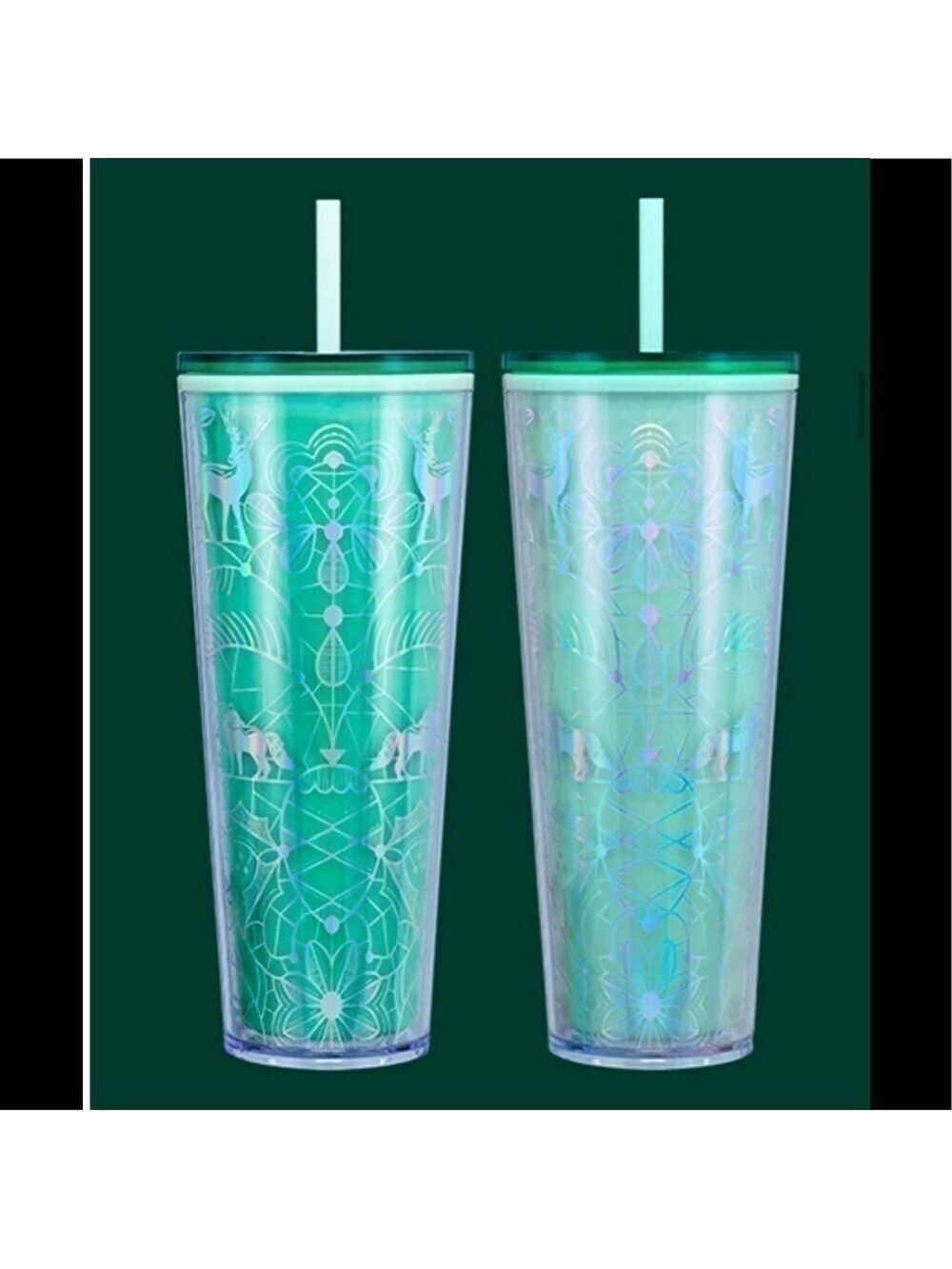 Starbucks 2022 Woodland Lace Enchanted Forest Mint Green Color Changing Cup